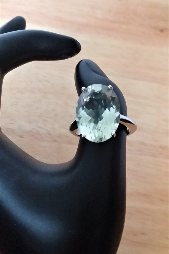 Prasiolite  Sterling Silver Statement Ring, Size … - image 2