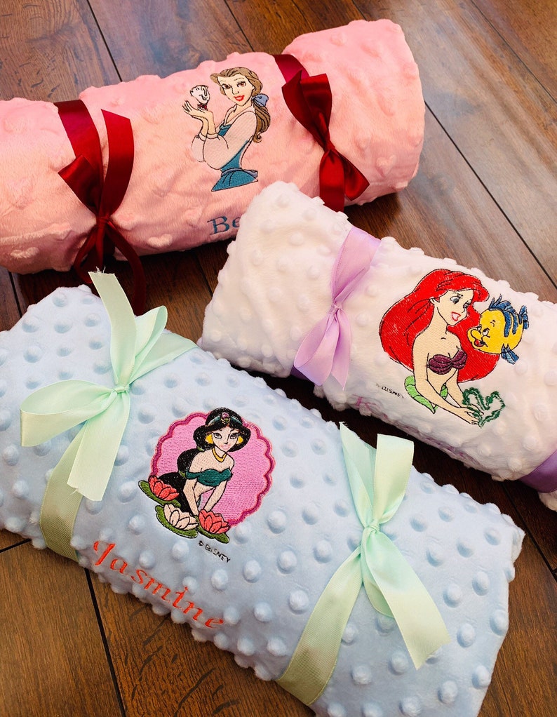 Personalised Princess Baby Blankets Jasmine Ariel Belle | Etsy