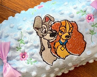 Lady and the Tramp baby blanket, Personalised Lady and the Tramp baby blanket