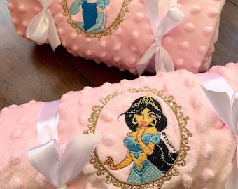 Personalised Princess Baby Blankets, Jasmine, Ariel, Belle, Rapunzel, Cinderella, Sleeping Beauty and Elsa