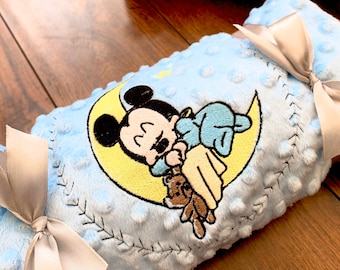 Mickey Baby Blanket personalised, sleeping baby Mickey blanket