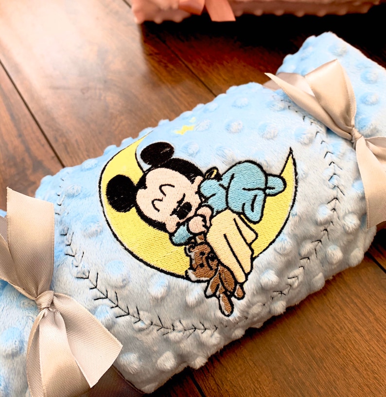 Mickey Baby Blanket Personalised Sleeping Baby Mickey Blanket Etsy