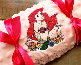 Ariel personalised Baby Blanket, Little mermaid baby blanket