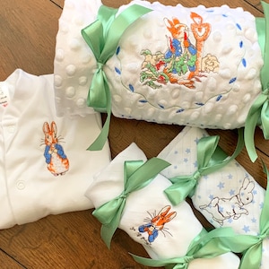Beatrix Potter mantas de bebé personalizadas /Set, set de regalo de Peter Rabbit, manta de Peter Rabbit