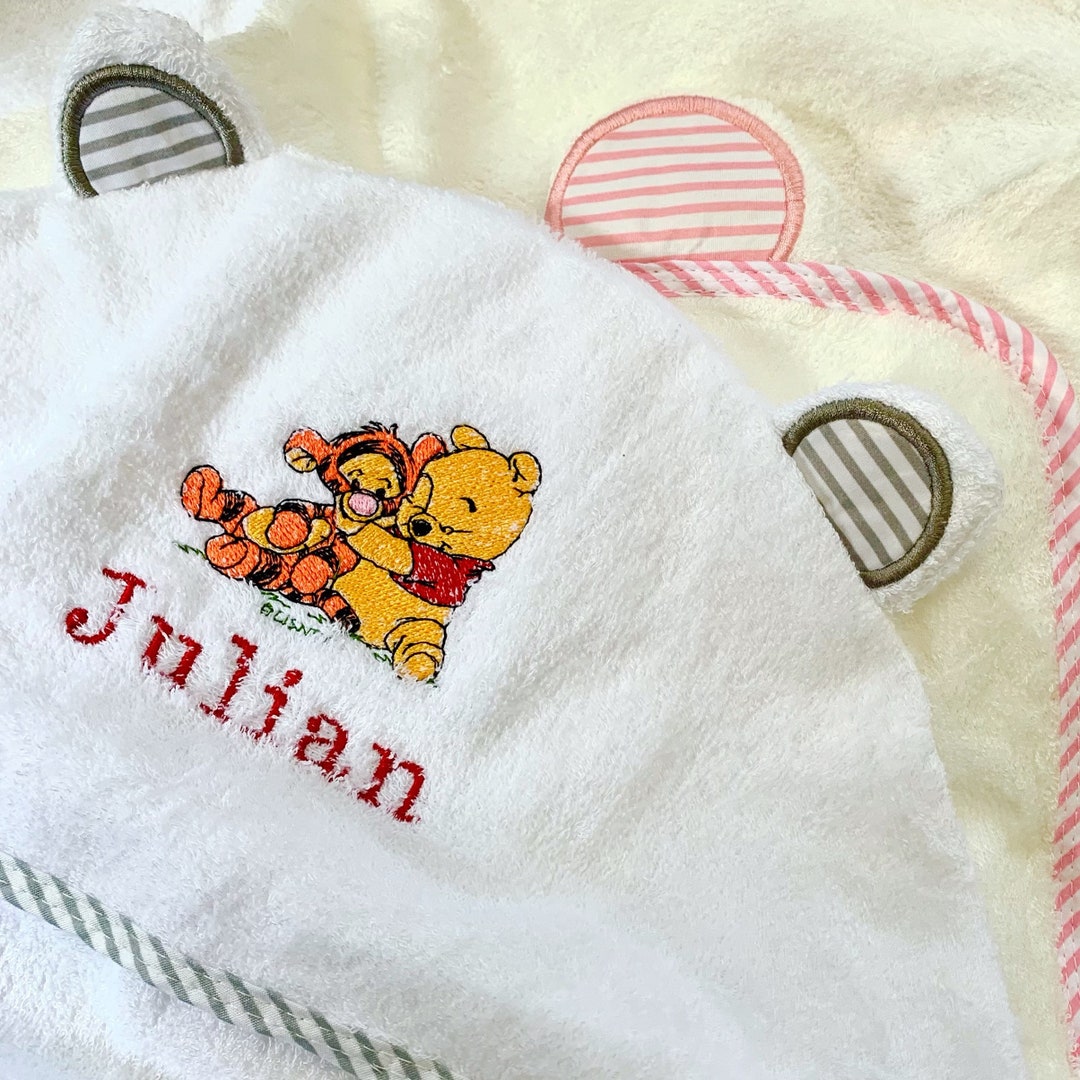 100 Organic Cotton and Bamboo Large Winnie the Pooh Hooded Baby Towel Etsy Ireland