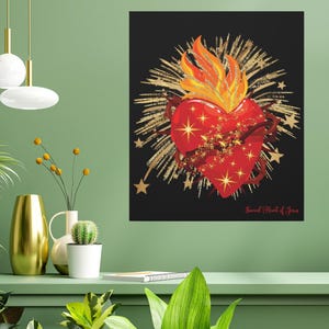 Canvas Print Sacred Heart of Jesus Wall Art Religious Decor Christian Gift Catholic Home Decor Matte Canvas Print Stretched Canvas