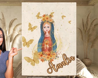Personalized Catholic Blanket Our Lady of Guadalupe Gift Catholic Home Decor Prayer Blanket Religious Throw Best Gift for Her Baby Blanket