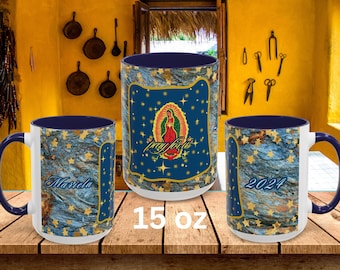 Our Lady of Guadalupe Catholic Coffee Mug, Rock Texture Design