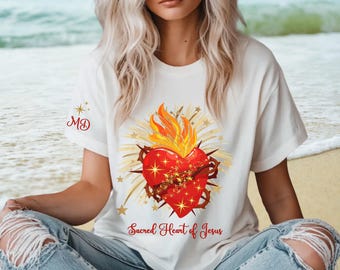 Sacred Heart of Jesus Tee, Catholic Christian Personalized T-Shirt