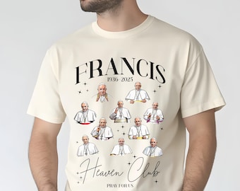 Pope Francis Memorial T-Shirt, Catholic Heaven Club Tee
