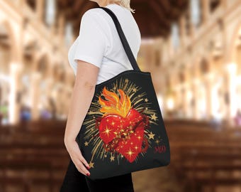 Sacred Heart of Jesus Tote Bag, Personalized Catholic Gift