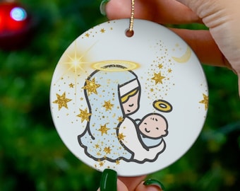 Mother Mary and Baby Jesus Ornament Our Lady of Guadalupe Car Blessing Gift Catholic Gifts Catholic Priest Gifts Rosary Prayers Gift for Mom