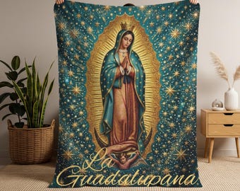 Our Lady of Guadalupe Blanket | La Guadalupana Devotional Throw | Custom Name