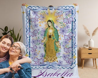 Our Lady of Guadalupe Blanket,Personalized Catholic Virgen Mary Gift, Baby Blanket