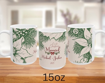 LGBT First Christmas Married Mug, Personalized Same-Sex Wedding Gift