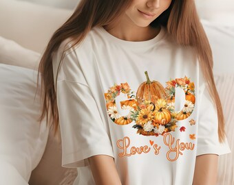 Christian Fall T-Shirt Christian Pumpkin Shirt Fall Shirt Christian God T-shirt Religious Fall Shirt Thanksgiving T shirt Fall Church Shirt