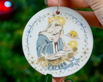 Custom Mother Mary and Baby Jesus Ornament Our Lady of Guadalupe Gift Blessing Car Hanging Catholic Priest Gift Xmas Catholic Ornament