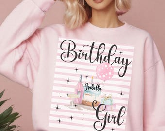 Birthday Girl Personalized Crewneck Sweatshirt | Custom Name, Birthday Design