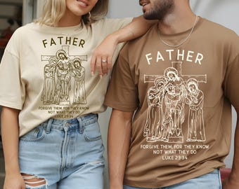 Christian Couple Matching T-shirts, Christian Outfit Luke 23:34, Easter Family Tee