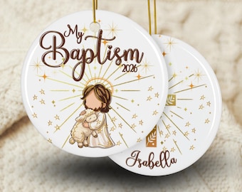 My Baptism Name Year Ceramic Ornament, Baptized Keepsake