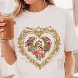 Our Lady of Guadalupe Catholic Gifts Women Religious Shirt Boho Christian Shirt Faith Gift Christian Tshirt for Women Trendy Faith T-shirt