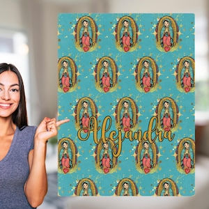 Personalized Catholic Blanket Our Lady of Guadalupe Religious Gift Cozy Catholic Throw Customized Prayer Birthday Mama Gifts Baby Blanket