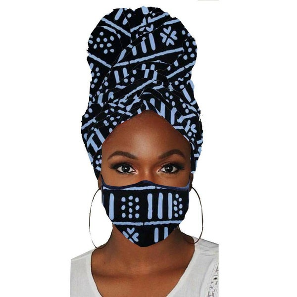 NEW! African Print Headwraps + Mask Set Ankara scarf, African Scarf, African Headwrap,HeadWraps for Women/Teens, Ankara Headwraps, HeadWraps