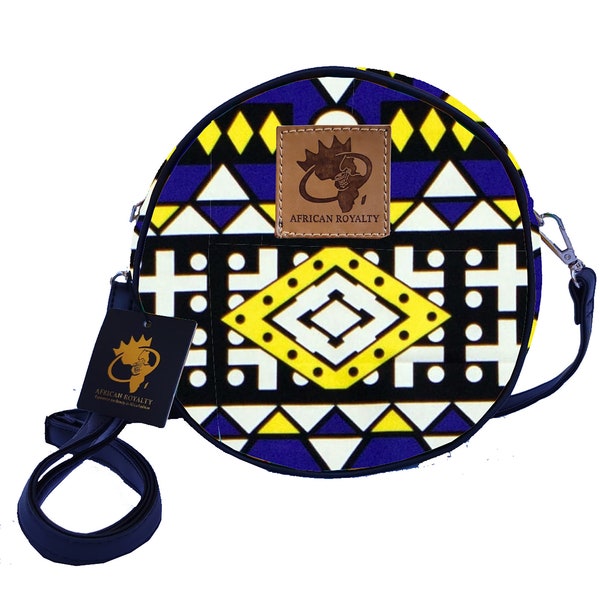 ANKARA Crossbody Bag, AFRICAN PRINT Crossbody purse, Round bag, Circular multicolored bag, Crossbody purse, Crossbody handbags Small handbag