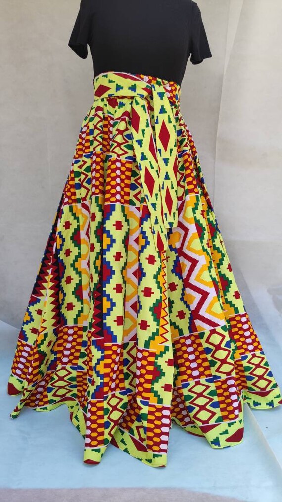 African print maxi skirt with pockets 2025