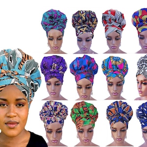 SATIN LINED BONNET with wrap, 2 Way headwrap, African print scrub cap, turban, pretied headwrap, headband, head covering, Gift for her