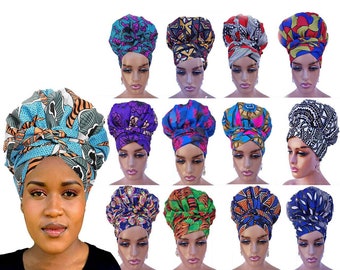 SATIN LINED BONNET avec wrap, 2 Way headwrap, African print scrub cap, turban, pretied headwrap, bandeau, couvre-chef, Cadeau pour elle