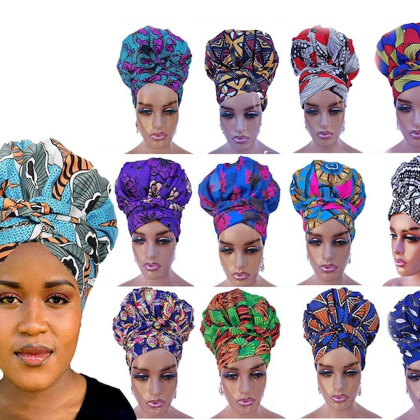 SATIN LINED BONNET with wrap, 2 Way headwrap, African print scrub cap, turban, pretied headwrap, headband, head covering, Gift for her