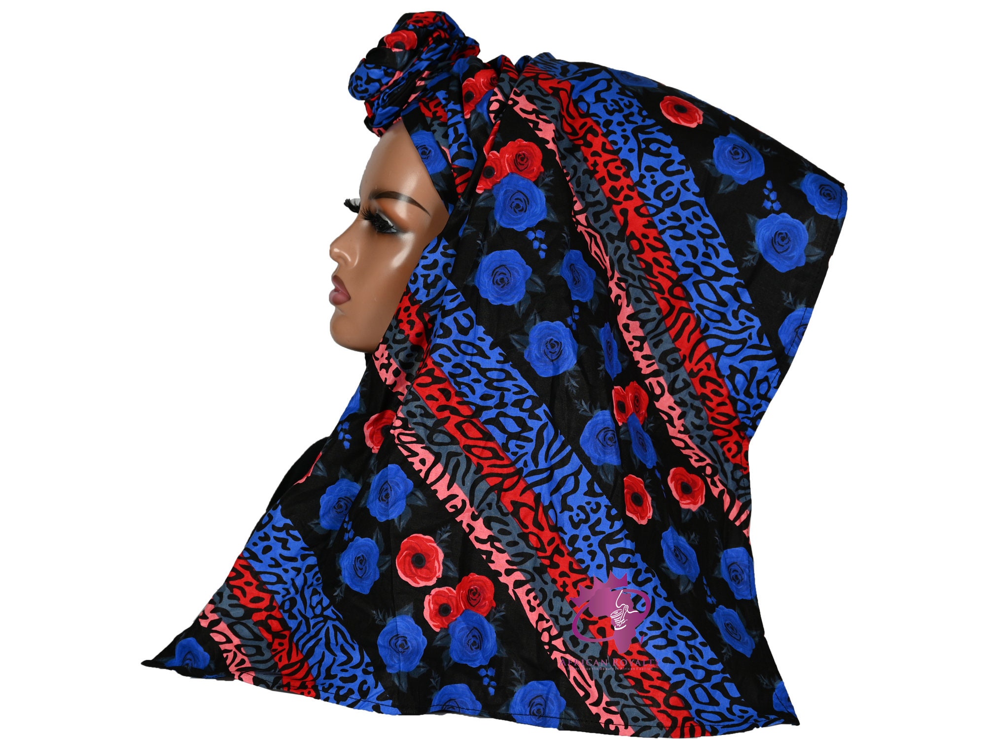 Women's African Print Maxi Dress Set – Bohemian Outfit With Head Wrap & Dangle Earrings | 5 Sizes - View #13