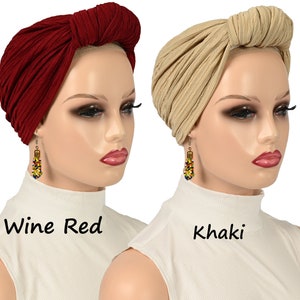 BIG KNOT PRE-Tied Turban | Cute Chemo Alopecia Hairloss Cap | Elegant Pre-Tied Turban Cap | Gift for her | Bald Head Hat | Fashion Hat
