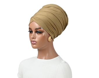 GOLD SATIN LINED Tube Headwrap, Women Versatile Chemo Scarf, Turban Wrap, Dreadlock Cover, Stretchy Headwrap, Gift for Her, Boho, Chemo Gift