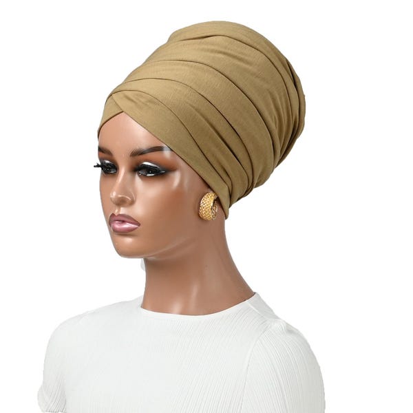 GOLD SATIN LINED Tube Headwrap, Women Versatile Chemo Scarf, Turban Wrap, Dreadlock Cover, Stretchy Headwrap, Gift for Her, Boho, Chemo Gift