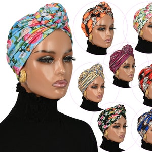 PRE-TIED ELEGANT TopKnot Twisted Turban /Slide On Turban Cap/ Pre-Tied Turban /Boho Chic/Chemo Gift/Alopecia Cap/Gift For Her/Turban Beanie