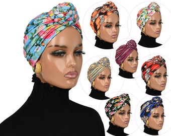 PRE-TIED ELEGANT TopKnot Twisted Turban /Slide On Turban Cap/ Pre-Tied Turban /Boho Chic/Chemo Gift/Alopecia Cap/Gift For Her/Turban Beanie