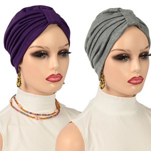 Chemo Alopecia Hairloss SILK LINED TURBAN Cap, Cute Soft Slip-on Sleep Cap gift for her, Bald Head Hat, Cancer Hat,Pre Tied Chemo Head Scarf