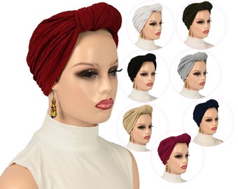 BIG KNOT PRE-Tied Turban | Cute Chemo Alopecia Hairloss Cap | Elegant Pre-Tied Turban Cap | Gift for her | Bald Head Hat | Fashion Hat