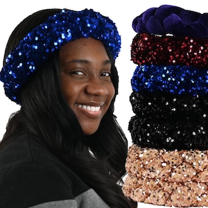 EXQUISITE SEQUINS BRAIDED Headband Big Braided Headband Boho  display picture 3