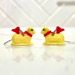 Easter Butter Lamb Dangle Drop Earring Pair