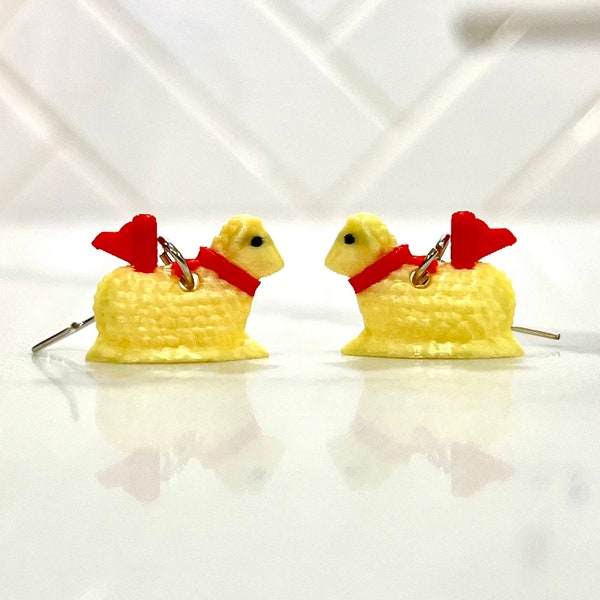 Easter Butter Lamb Dangle Drop Earring Pair