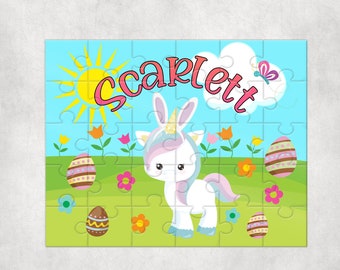 Personalized Easter Puzzle , Personalized Basket Fillers , Easter Basket filler, Easter Present for Girls , Easter Unicorn Present