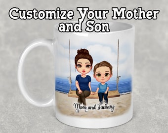 Personalized Coffee Mug for Mom, Birthday Gift For Mom, Mother and Som Coffee Mug, Mug For Mom From Son, Mother's Day Mug,