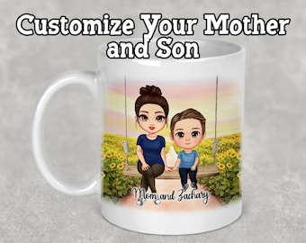 Personalized Coffee Mug for Mom, Birthday Gift For Mom, Mother and Som Coffee Mug, Mug For Mom From Son, Mother's Day Mug,