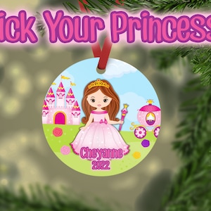 Personalized Princess Ornament, Personalized Ornament, Christmas gift for girls, Princess gift for girls, Princess stocking stuffer