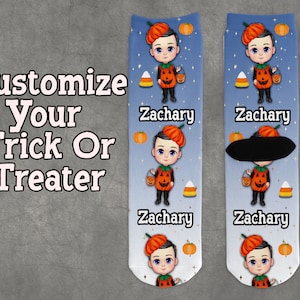 Personalized Kids Socks, Kids  Halloween Socks, Halloween Gift For Kids, Halloween Pumpkin Socks, Trick or Treat Favor for Kids,