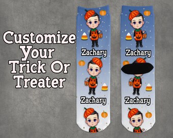 Personalized Kids Socks, Kids  Halloween Socks, Halloween Gift For Kids, Halloween Pumpkin Socks, Trick or Treat Favor for Kids,