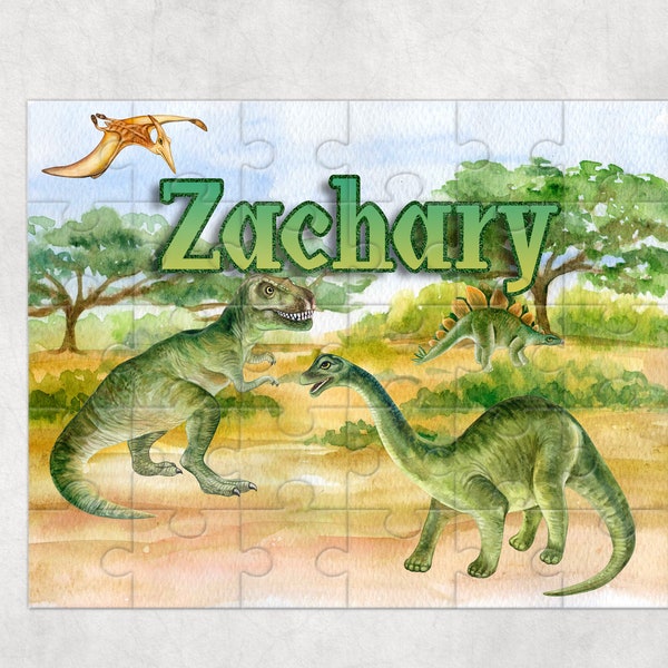 Personalized Dinosaur Puzzle, Personalized Puzzle for kids , Dinosaur birthday party favor, Puzzle for boys , Personalized Puzzle